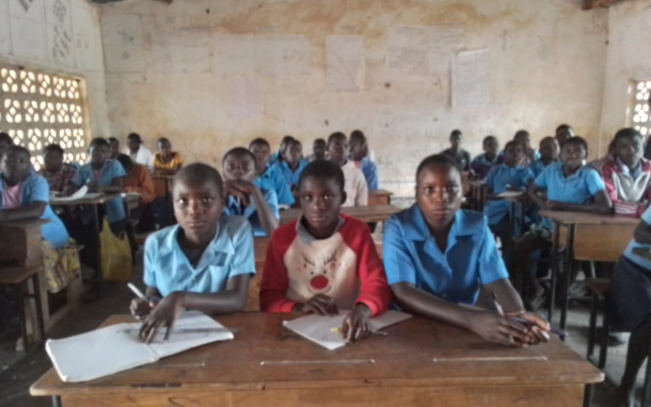 Chipata Primary School learners seated at the front of a classroom